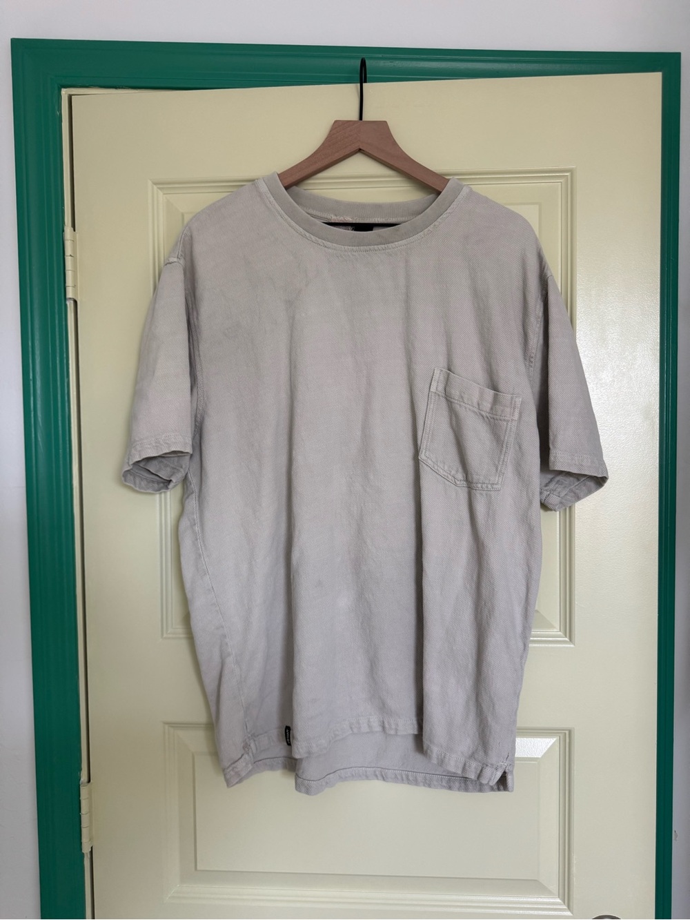 Zara Light Gray Pocket Crew Neck T-Shirt